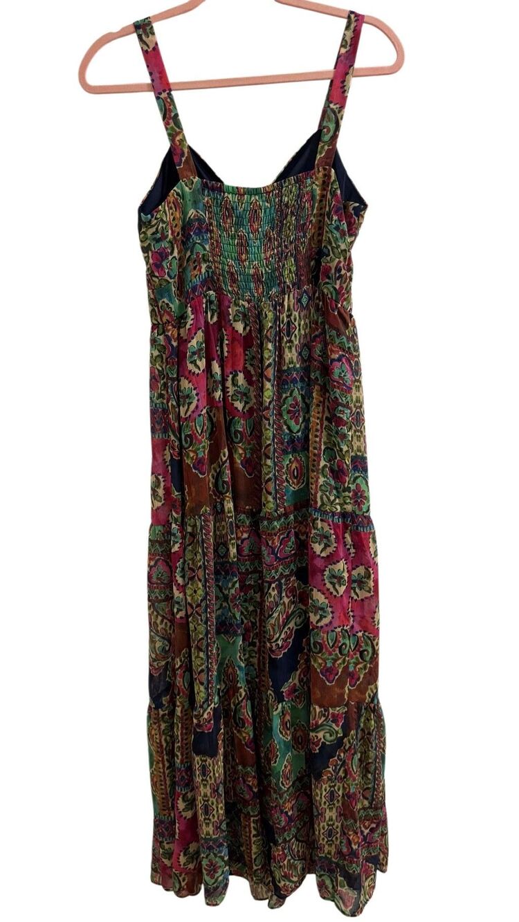 Signature by Robbie Bee Boho Patchwork Print Maxi Dress Size 10 Tie Front - Picture 5 of 7